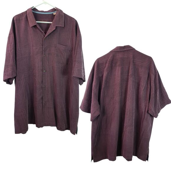 Tommy Bahama Beach Hawaiian Abstract Silk Short Sleeve Textured Shirt XXL - Picture 1 of 5